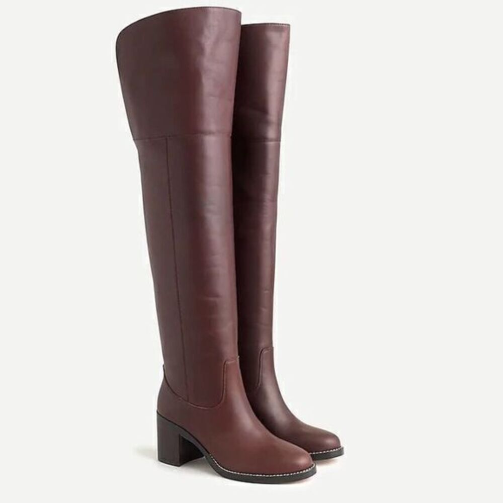 J.CREW Leather Over-the-Knee Burgundy Boots Size 6.5
